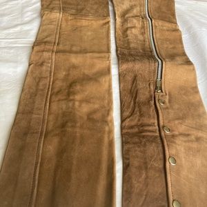 Brown Iron Horse Suede Chaps Zippered Snaps XS